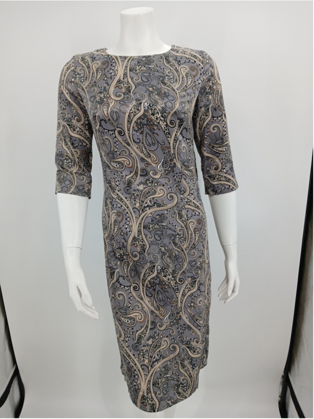 White Label Womens Dress Size 42 Gray Paisley Polyester - Picture 2 of 11